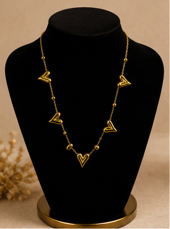 Gold Open Heart Charm Necklace