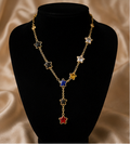 Gold Multicolor Star Drop Necklace