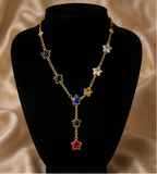 Gold Multicolor Star Drop Necklace
