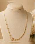 Gold Bead Chain White Charm Necklace