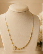Gold Bead Chain White Charm Necklace