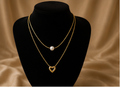 Gold Layered Pearl and Heart Necklace