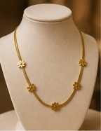Gold Flower Station Necklace
