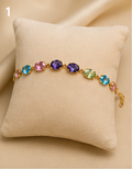 Multicolour Oval Crystal Gold-Plated Bracelet