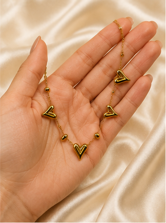 Gold Open Heart Charm Necklace