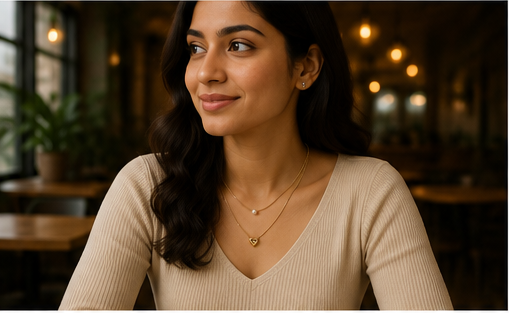 Gold Layered Pearl and Heart Necklace