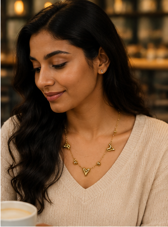 Gold Open Heart Charm Necklace