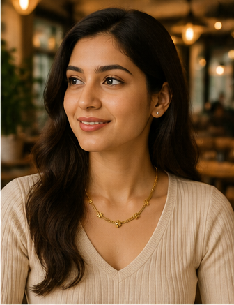 Gold Flower Station Necklace