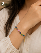 Multicolour Oval Crystal Gold-Plated Bracelet