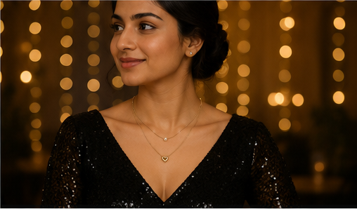 Gold Layered Pearl and Heart Necklace