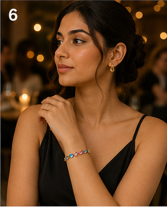 Multicolour Oval Crystal Gold-Plated Bracelet