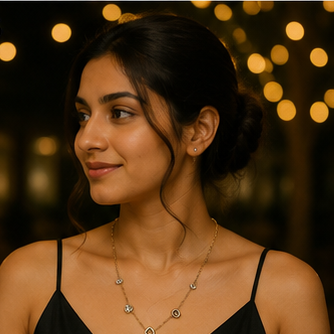 Gold Heart and Crystal Station Necklace