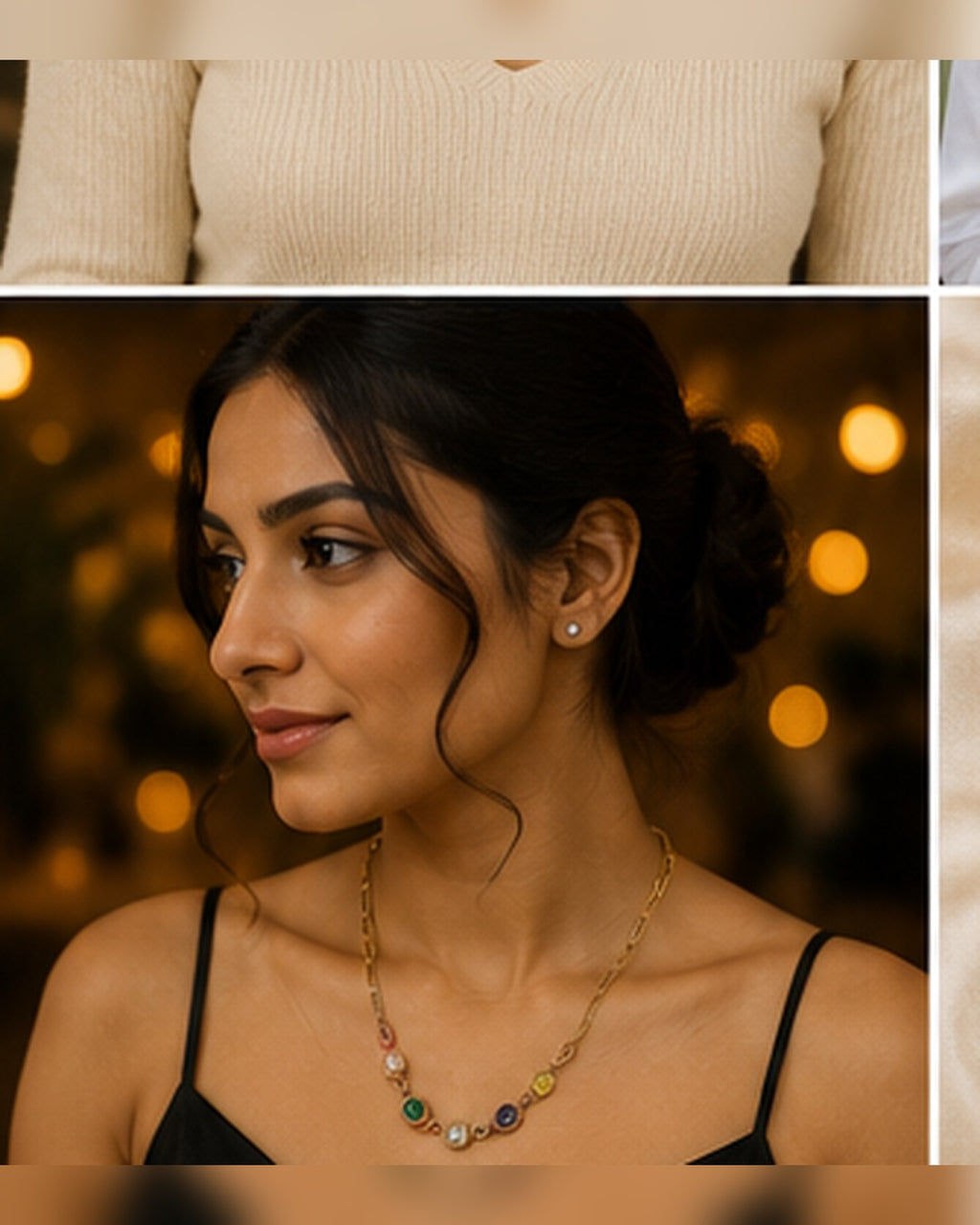 Gold Multicolor Crystal Chain Necklace
