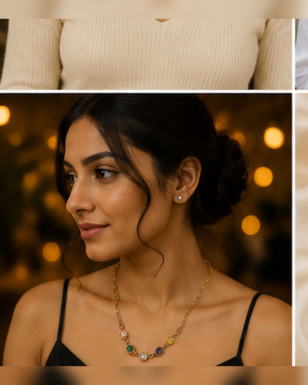 Gold Multicolor Crystal Chain Necklace