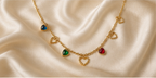 Multicolor Heart Charm Necklace