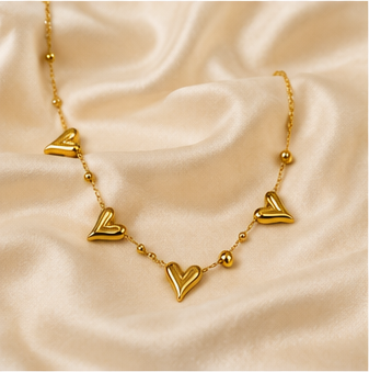 Gold Open Heart Charm Necklace