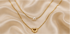 Gold Layered Pearl and Heart Necklace