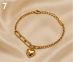 Heart Charm Mixed-Link Gold-Plated Bracelet