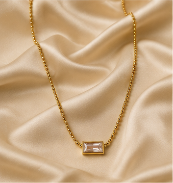 Minimal Crystal Baguette Necklace