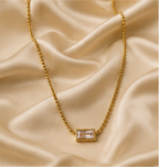 Minimal Crystal Baguette Necklace