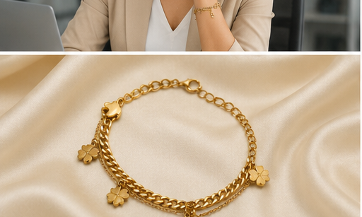 Clover & Star Double-Layer Gold-Plated Bracelet