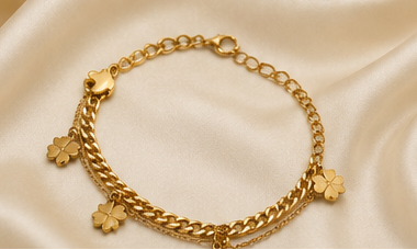 Clover & Star Double-Layer Gold-Plated Bracelet