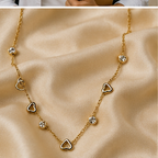 Gold Heart and Crystal Station Necklace