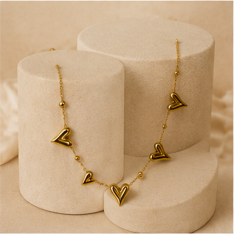 Gold Open Heart Charm Necklace