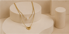 Gold Layered Pearl and Heart Necklace