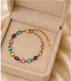 Multicolour Oval Crystal Gold-Plated Bracelet