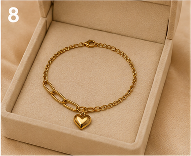 Heart Charm Mixed-Link Gold-Plated Bracelet