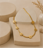 Gold Flower Station Necklace