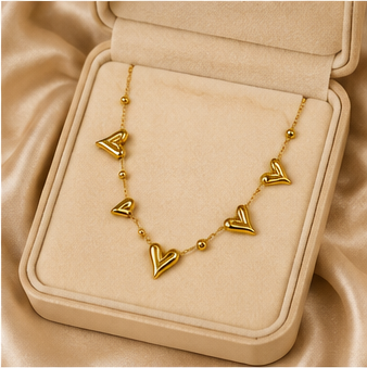 Gold Open Heart Charm Necklace