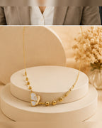 Gold Bead Chain White Charm Necklace