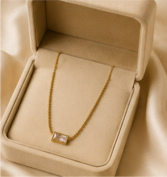 Minimal Crystal Baguette Necklace
