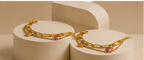 Pink Heart & Coin Double-Layer Gold-Plated Bracelet