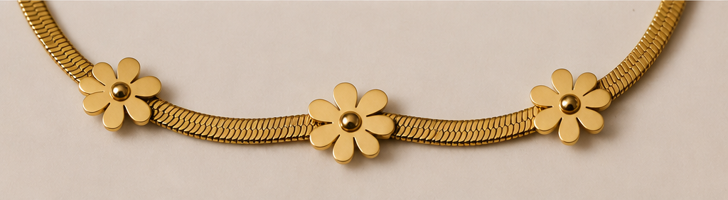 Gold Flower Station Necklace