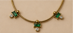 Gold Green Crystal and Pearl Drop Necklace