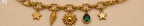 Sun, Star & Green Crystal Charm Gold-Plated Bracelet