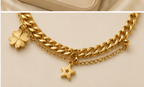Clover & Star Double-Layer Gold-Plated Bracelet