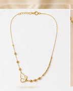 Gold Bead Chain White Charm Necklace