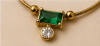 Gold Green Crystal and Pearl Drop Necklace