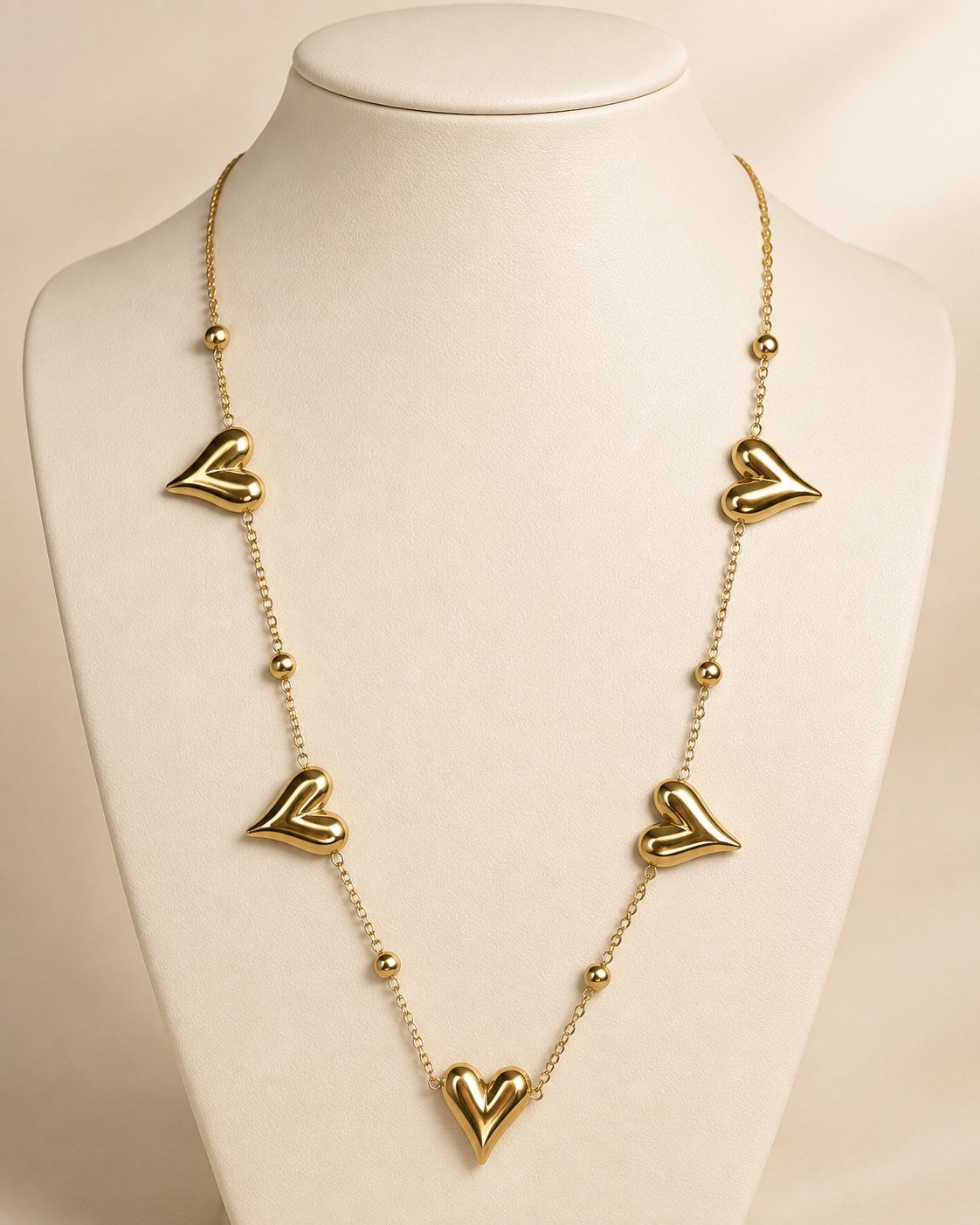 Gold Open Heart Charm Necklace