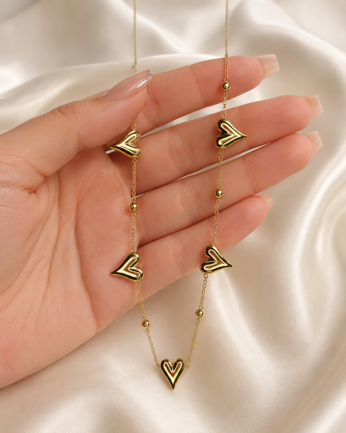 Gold Open Heart Charm Necklace