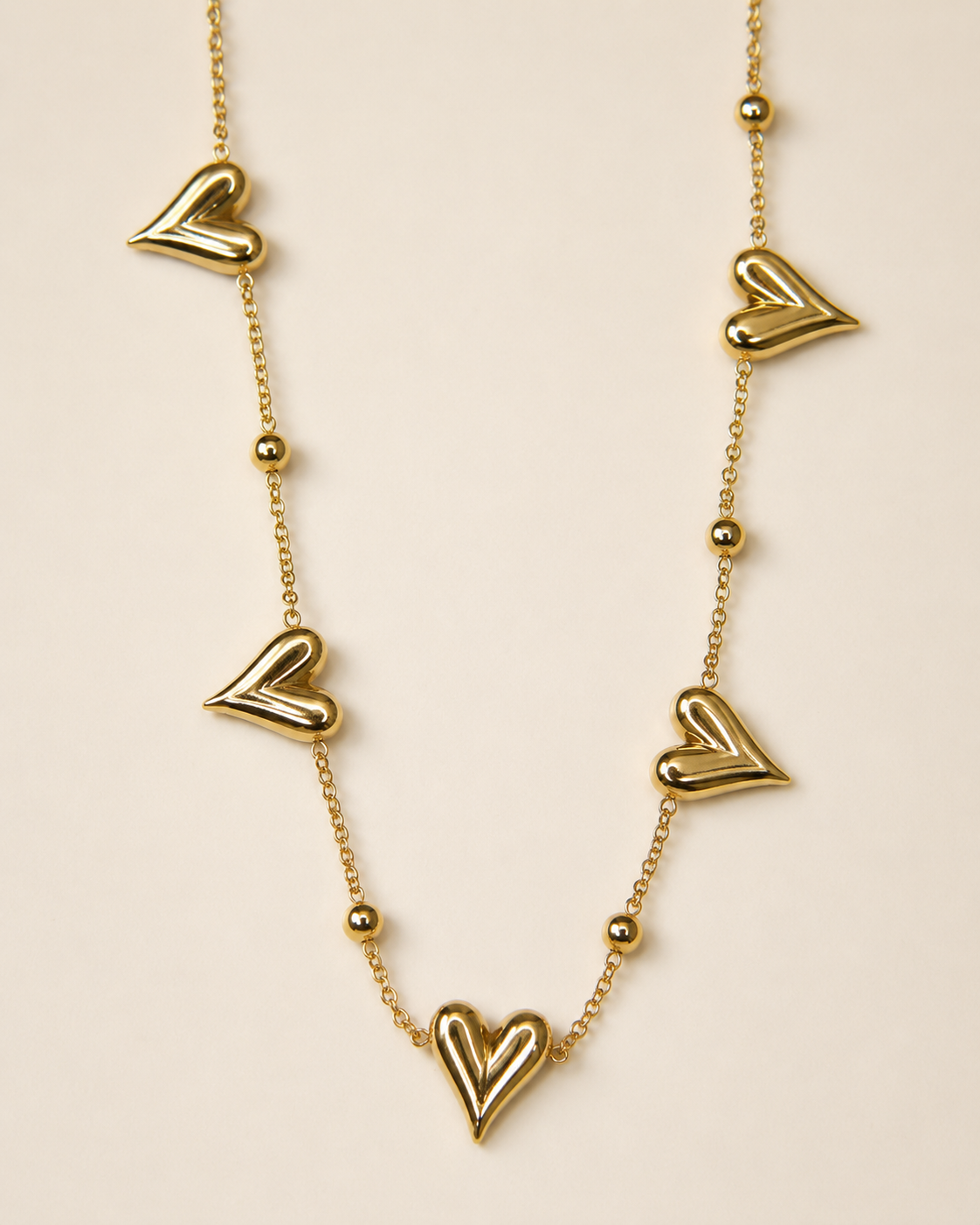 Gold Open Heart Charm Necklace