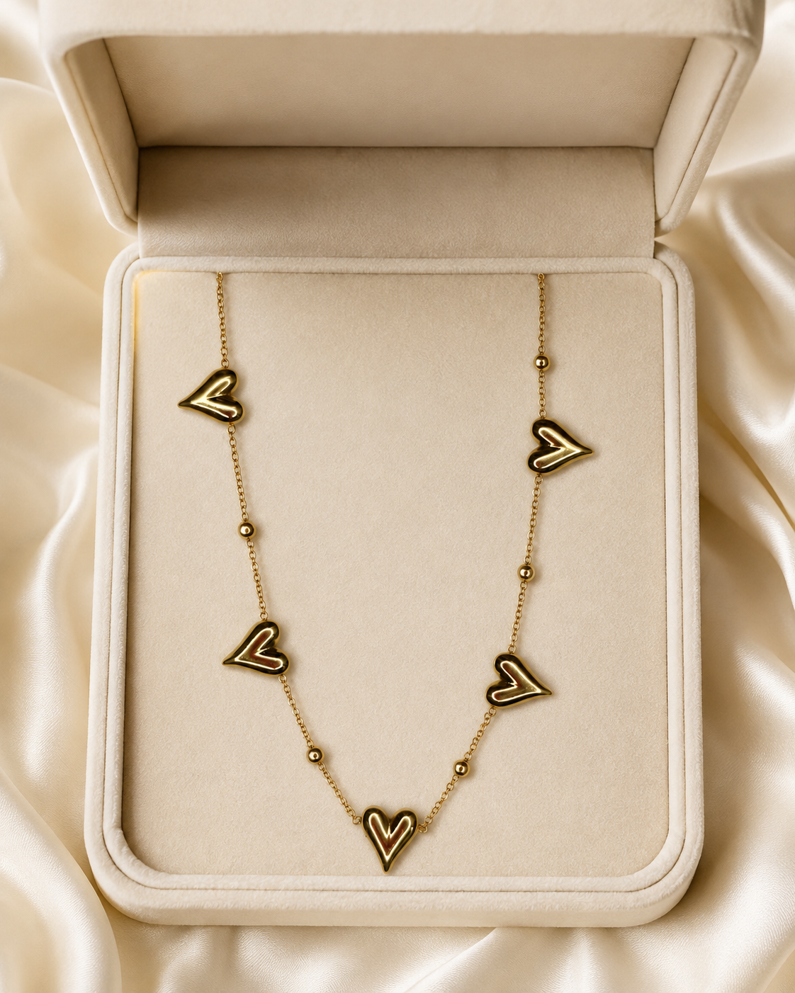 Gold Open Heart Charm Necklace