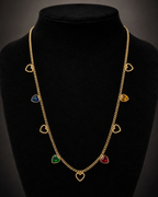 Multicolor Heart Charm Necklace