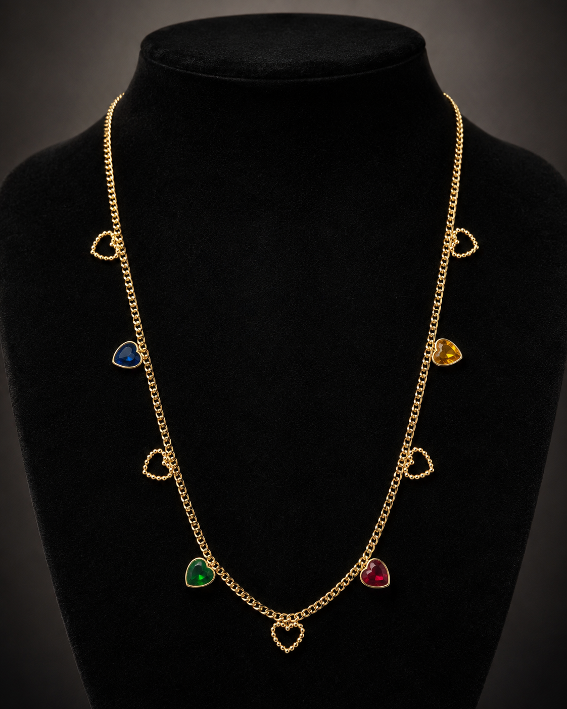 Multicolor Heart Charm Necklace