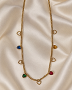Multicolor Heart Charm Necklace