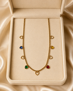Multicolor Heart Charm Necklace
